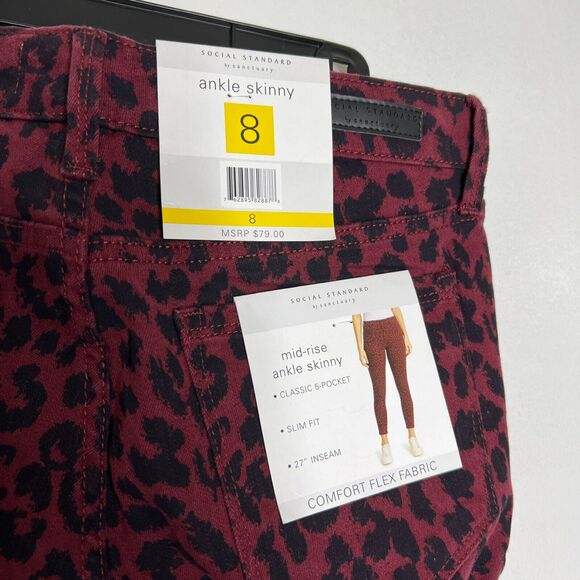 Social Standard Sanctuary Women's Size 8 Red Leopard Ankle Skinny Jeans NEW - Picture 8 of 11